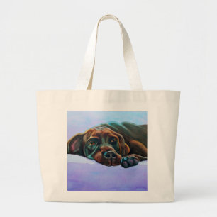 Verminderde chocolade Labrador Dog Jumbo Totebag Grote Tote Bag