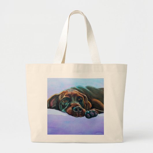 Verminderde chocolade Labrador Dog Jumbo Totebag Grote Tote Bag (Voorkant)