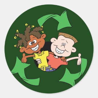 Verminderen hergebruik Kinder Recyclen Ronde Sticker