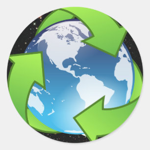 Verminderen, hergebruiken, Recyclen (Earth) Ronde Sticker