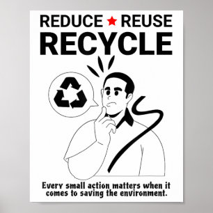 Verminderen, hergebruiken, Recyclen _ Milieubesche Poster