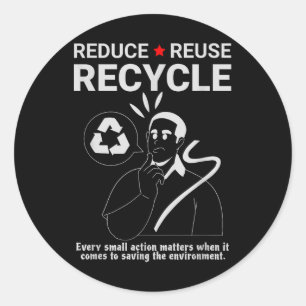 Verminderen, hergebruiken, Recyclen _ Milieubesche Ronde Sticker