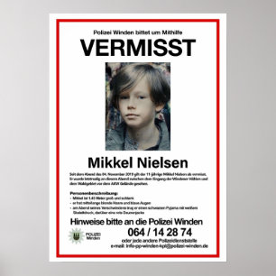 Vermisst Mikkel Nielsen Poster