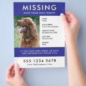 Vermist huisdier | Moderne Blauwe Foto Poster Flye Flyer (Hand)
