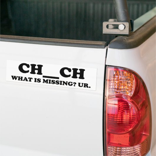 Vermist in de kerk bumpersticker (Op Truck)