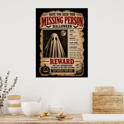 Vermist Persoon Spook Halloween Poster (Keuken)