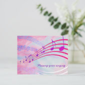 VERMIST UW ZINGENDE  roze muziekstations Briefkaart (Staand voorkant)