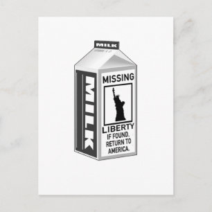 Vermiste Liberty Milk Carton Briefkaart
