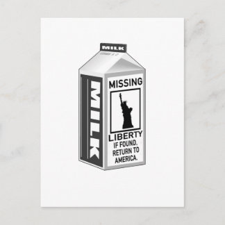 Vermiste Liberty Milk Carton Briefkaart
