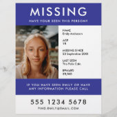 vermiste | Moderne Blauwe Foto Poster Flyer (Voorkant)