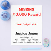 Vermiste persoon Custom Photo Reward Red Black Fly Flyer (Enkel)