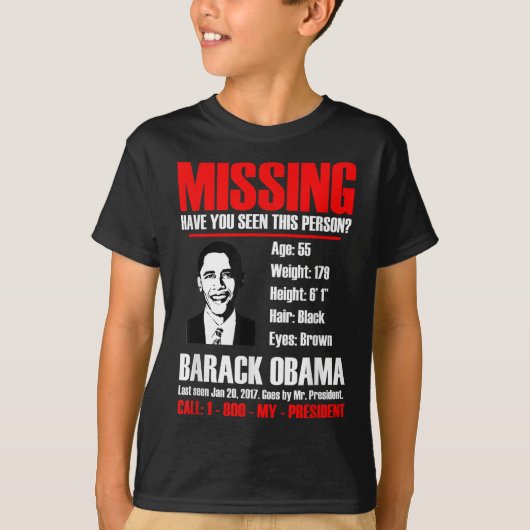 Vermiste President Obama T-Shirt (Voorkant)