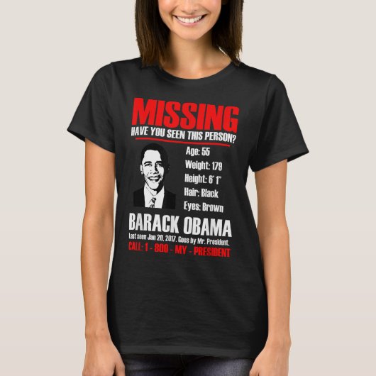 Vermiste President Obama T-Shirt (Voorkant)