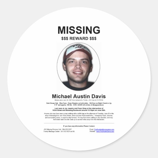 vermiste ronde sticker (Voorkant)