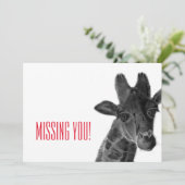 "Vermiste u" met een treurige potlood-giraf Kaart (Staand voorkant)