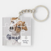 Vermiste u moderne Puzzle Family Pet Foto Name Sleutelhanger (Achterkant)