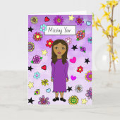 Vermiste u Whimsical Lady met Flowers Kaart (Gele Bloem)