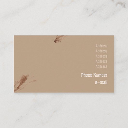 Vermoedelijke bruine penseelstreken dragen hand ge visitekaartje (Achterkant)