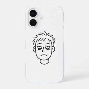 Vermoeid Dagelijkse Stemming Lijn Kunst iPhone 16 Hoesje
