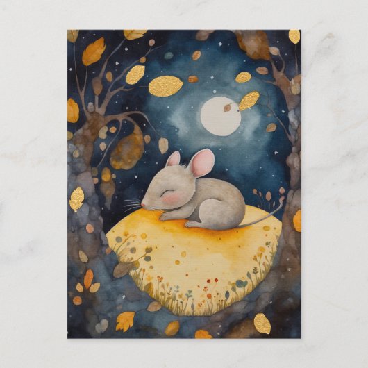 Vermoeid Little Woodland Mouse Briefkaart (Voorkant)