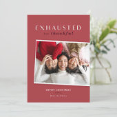 Vermoeid maar Dankbaar Grappige Kerstkaart (Staand voorkant)