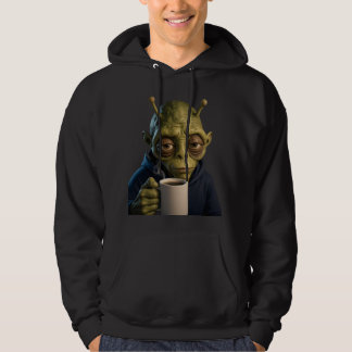 Vermoeide Alien Ochtendkoffie Grafische Hoodie