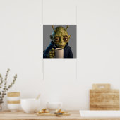 Vermoeide Alien Ochtendkoffie Sci-Fi Kunstposter Poster (Keuken)