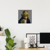 Vermoeide Alien Ochtendkoffie Sci-Fi Kunstposter Poster (Thuiskantoor)
