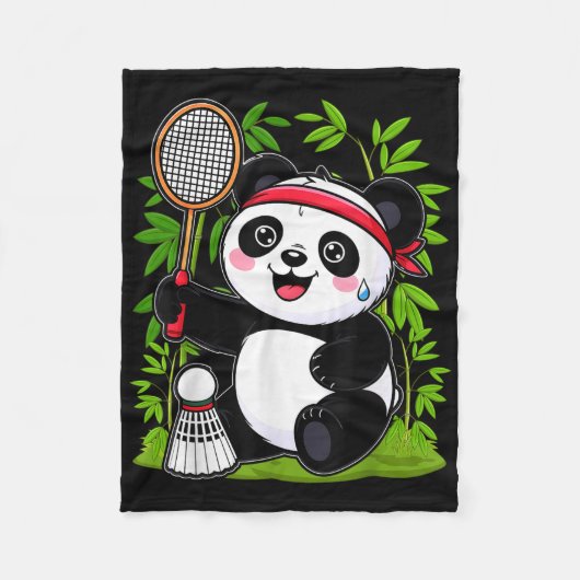 Vermoeide Badminton Panda - Grappige Cute Shuttle Fleece Deken (Voorkant)