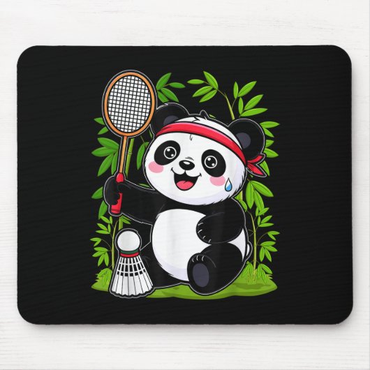 Vermoeide Badminton Panda - Grappige Cute Shuttle Muismat (Voorkant)