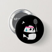 Vermoeide Badminton Panda - Grappige Cute Shuttle Ronde Button 5,7 Cm (Voorkant /achterkant)