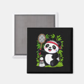 Vermoeide Badminton Panda - Grappige Mopshagedis S Magneet (Voorkant / Achterkant)