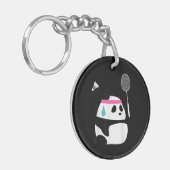 Vermoeide badmintonpanda grappig schattig sleutelhanger (Voorkant Links)