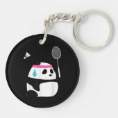 Vermoeide badmintonpanda grappig schattig sleutelhanger (Achterkant)