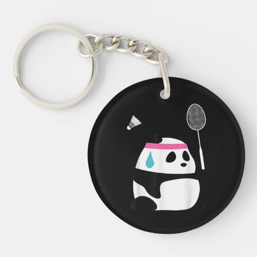 Vermoeide badmintonpanda grappig schattig sleutelhanger (Voorkant)