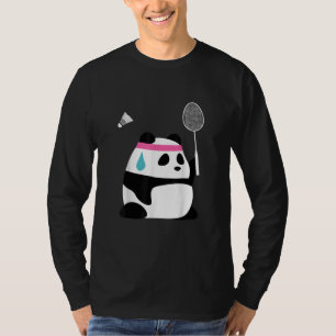Vermoeide badmintonpanda grappig schattig t-shirt