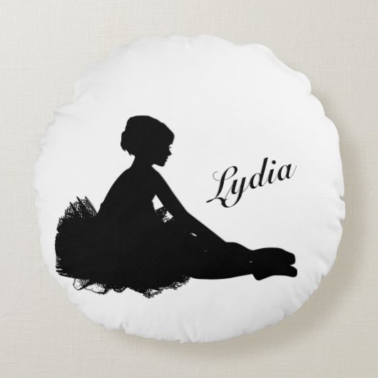 Vermoeide Ballerina Persoonlijk met Naam Rond Kussen (Voorkant)