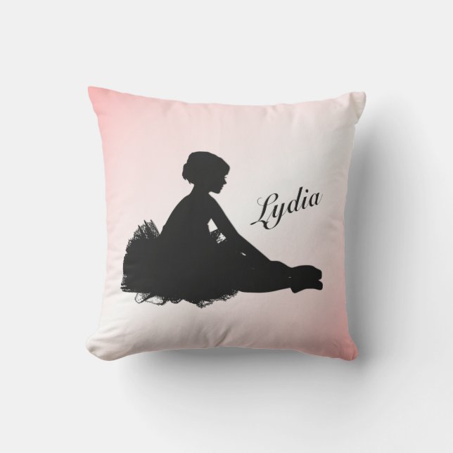 Vermoeide Ballerina Persoonlijk met Naam Roze Buitenkussen (Voorkant)