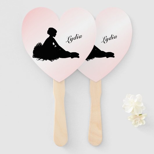 Vermoeide Ballerina Persoonlijk met Naam Roze Handwaaier (Voorkant en achterkant)