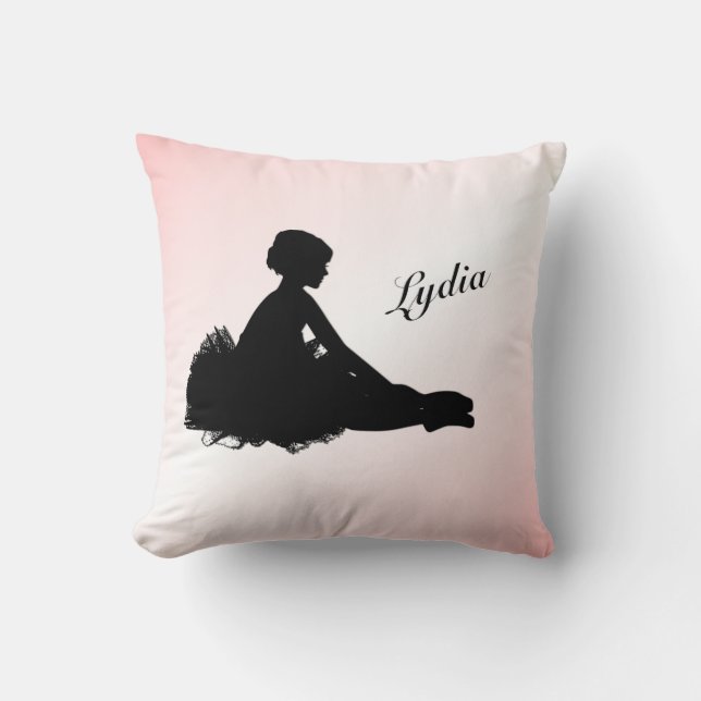 Vermoeide Ballerina Persoonlijk met Naam Roze Kussen (Voorkant)