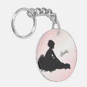 Vermoeide Ballerina Persoonlijk met Naam Roze Sleutelhanger (Voorkant Links)
