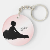Vermoeide Ballerina Persoonlijk met Naam Roze Sleutelhanger (Achterkant)