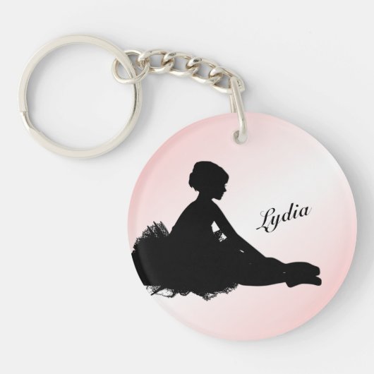 Vermoeide Ballerina Persoonlijk met Naam Roze Sleutelhanger (Voorkant)
