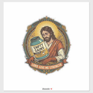 Vermoeide Jezus Lege Eiwitpoeder Container Fitness Sticker