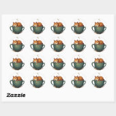 Vermoeide Kat Coffeverslaafde Morgenroutine Retro Ronde Sticker (Vel)