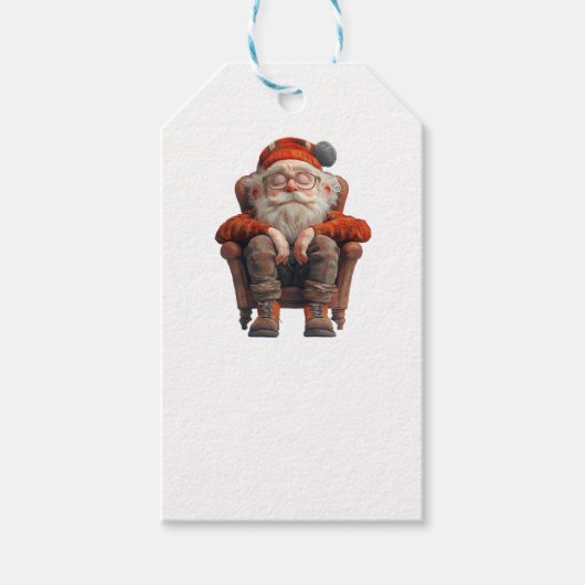 Vermoeide Kerstman 2 Witte Gift Label Cadeaulabel (Voorkant)
