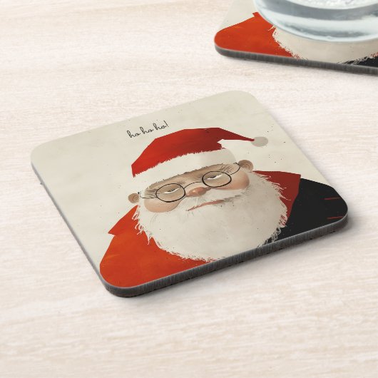 Vermoeide kerstman bier onderzetter (Linkerzijde)