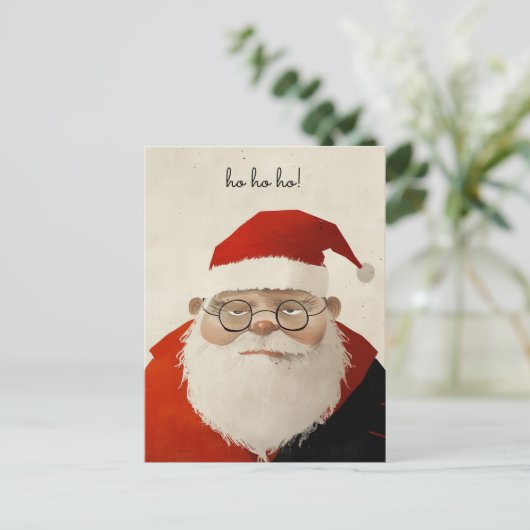 Vermoeide kerstman briefkaart (Staand voorkant)