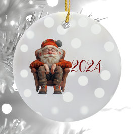 Vermoeide Kerstman II Kerst Elf Keramisch Ornament