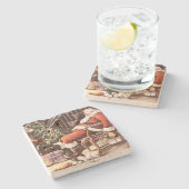 Vermoeide Kerstman Kerstmis Stenen Onderzetter (Zijkant)